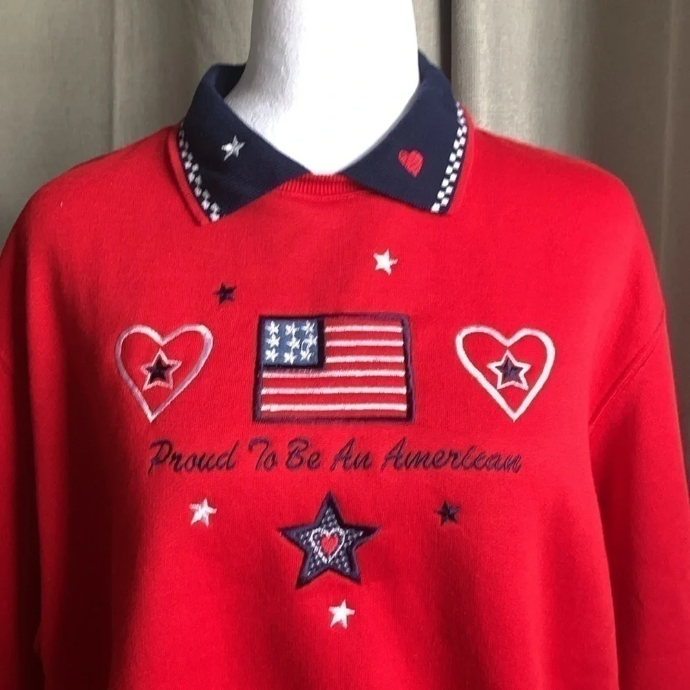 BonWorth “Proud to be American” Collared Sweater Size LP - Picture 3 of 16